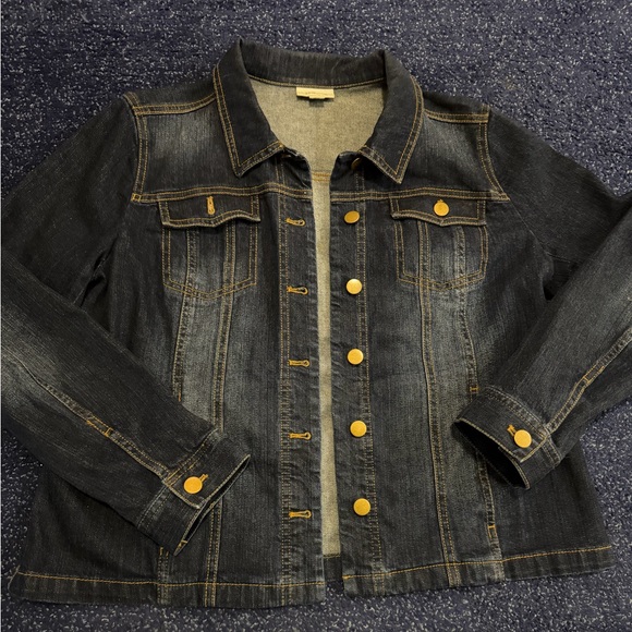 J. Jill Jackets & Blazers - J Jill Blue Denim Trucker Jacket Women’s Small Petite Button Up Pockets Stretch